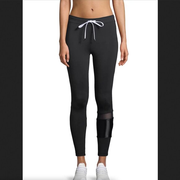$125 Koral Castle Evanesce Leggings Black Lustrous Mesh Drawstring White XS - Picture 1 of 12